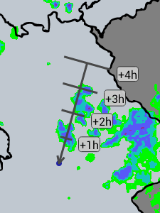 Regenkarte mit Bewegungsrichtung
